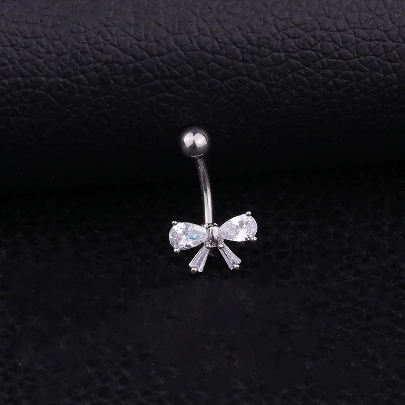 Wholesale Piercing Jewelry Stainless Steel Inlaid Zircon Bow Navel Nail Unisex - Image 2