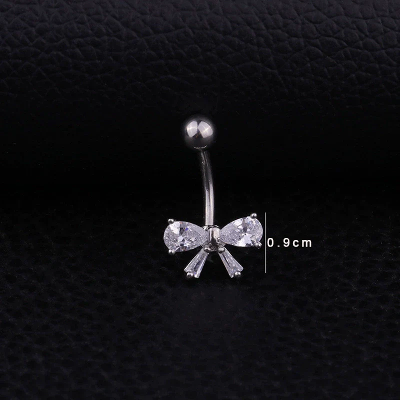 Wholesale Piercing Jewelry Stainless Steel Inlaid Zircon Bow Navel Nail Unisex - Image 5