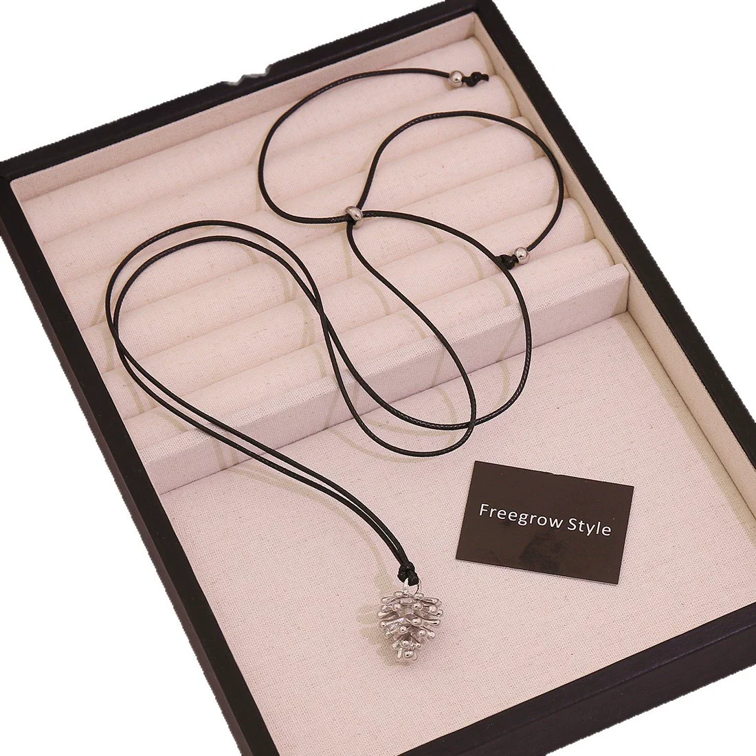 Wholesale Pine Cone And Flower Pendant Necklace With Adjustable Rope Original Design Zinc Alloy - Image 5