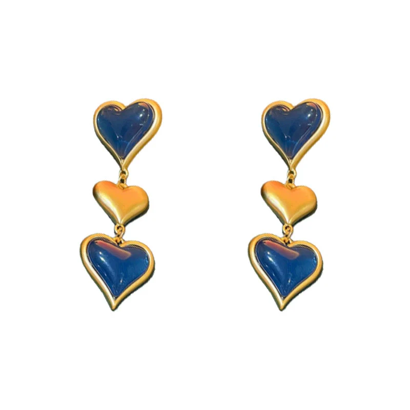 Wholesale Plastic Resin Heart Shaped Midancient Style Long Exaggerated Light Luxury Women's Earrings With Electroplating - Image 5