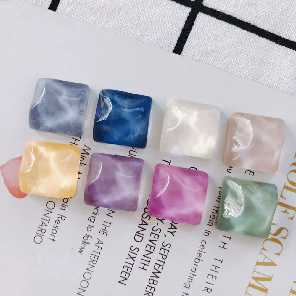 Wholesale Plastic Resin Square Asymmetrical Concave And Convex Water Ripple Sparkling Earring Patch Mobile Phone Case Accessories - Image 15
