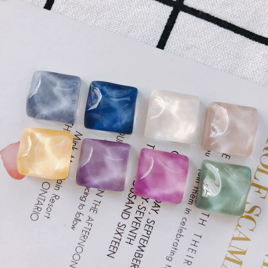 Wholesale Plastic Resin Square Asymmetrical Concave And Convex Water Ripple Sparkling Earring Patch Mobile Phone Case Accessories - Image 3