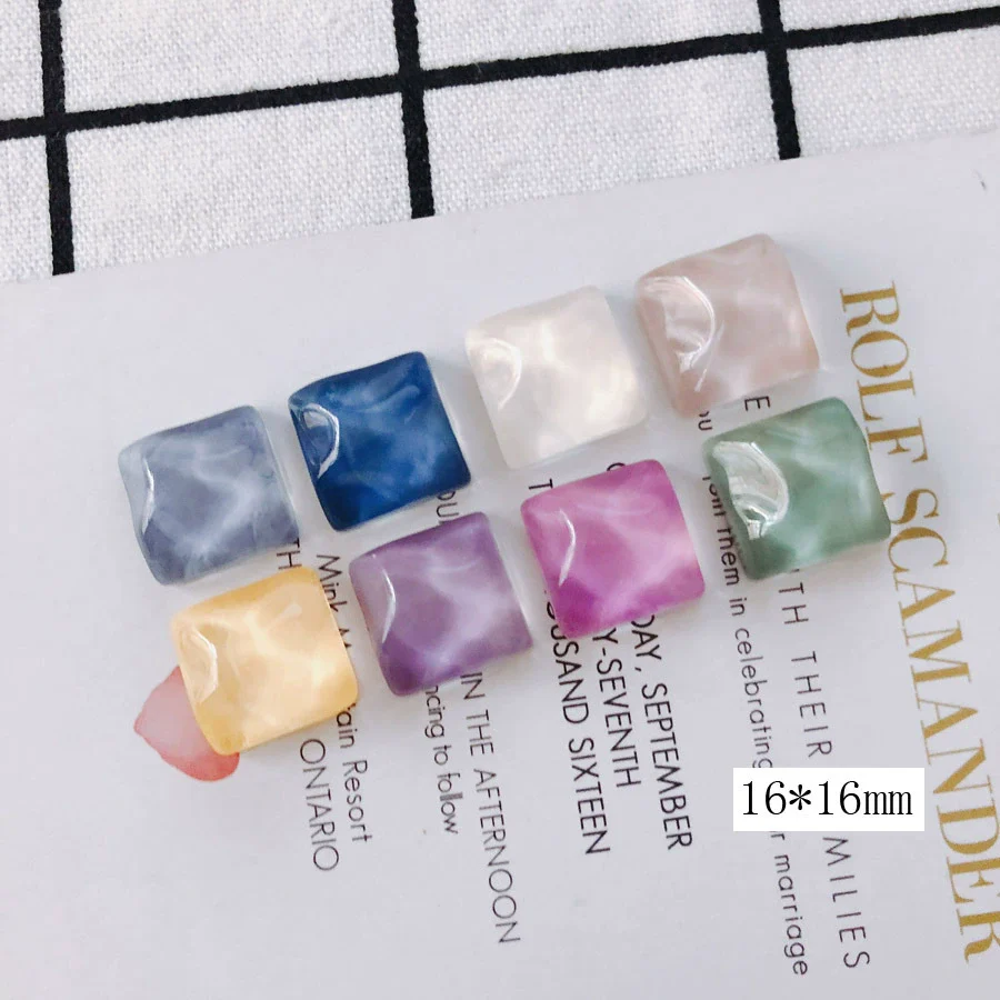 Wholesale Plastic Resin Square Asymmetrical Concave And Convex Water Ripple Sparkling Earring Patch Mobile Phone Case Accessories - Image 4