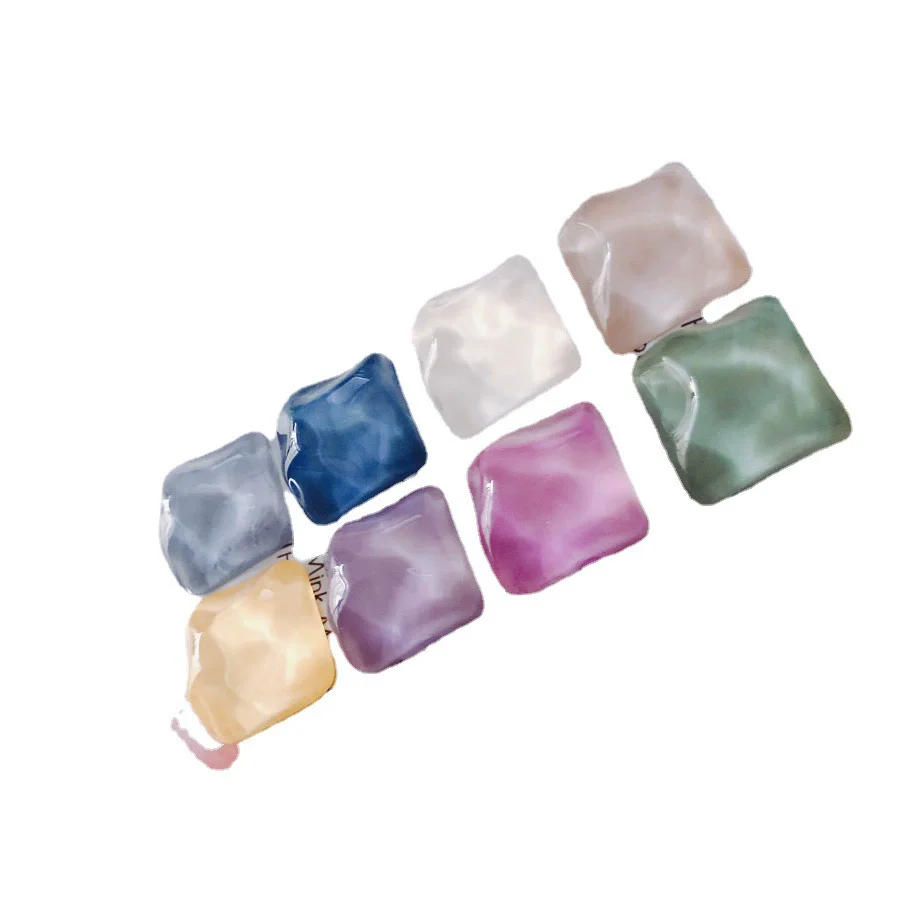 Wholesale Plastic Resin Square Asymmetrical Concave And Convex Water Ripple Sparkling Earring Patch Mobile Phone Case Accessories - Image 5