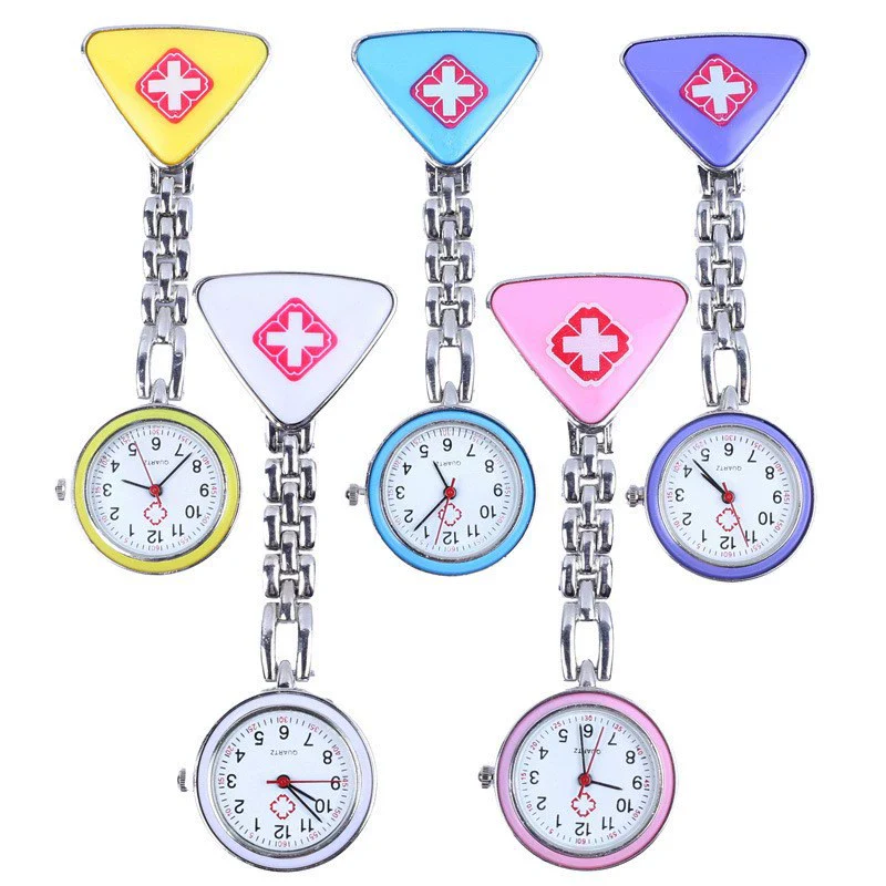 Wholesale Pocket Watch Women's Alloy Case Stainless Steel Strap Triangle Medical Style Quartz