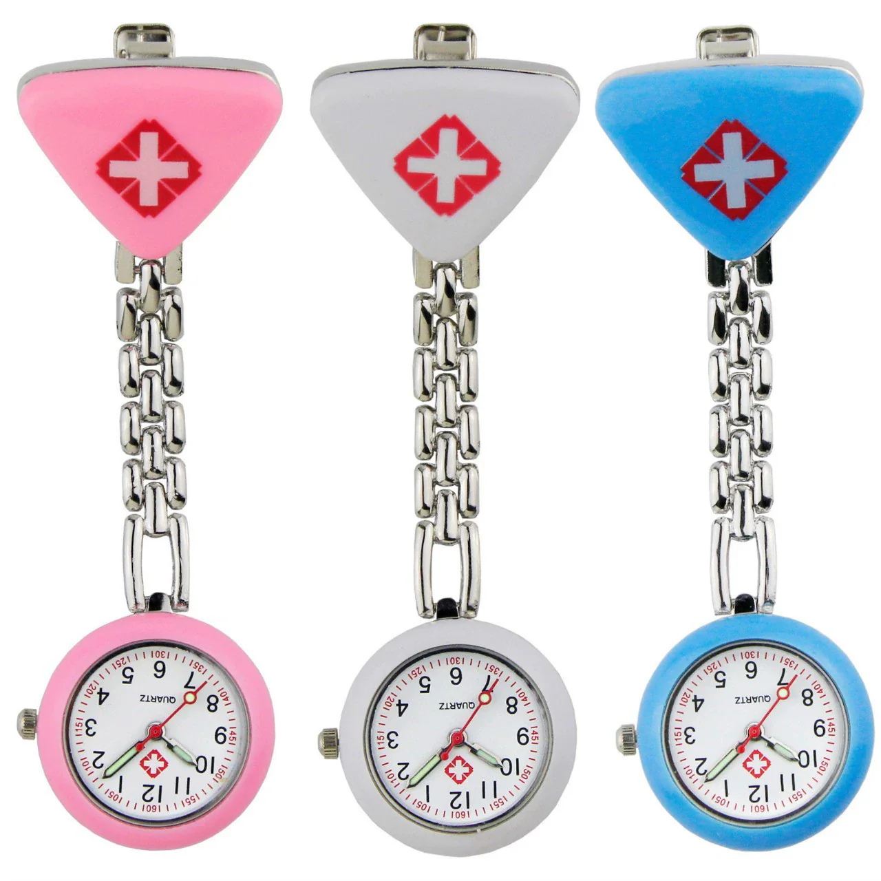 Wholesale Pocket Watch Women's Alloy Case Stainless Steel Strap Triangle Medical Style Quartz - Image 4