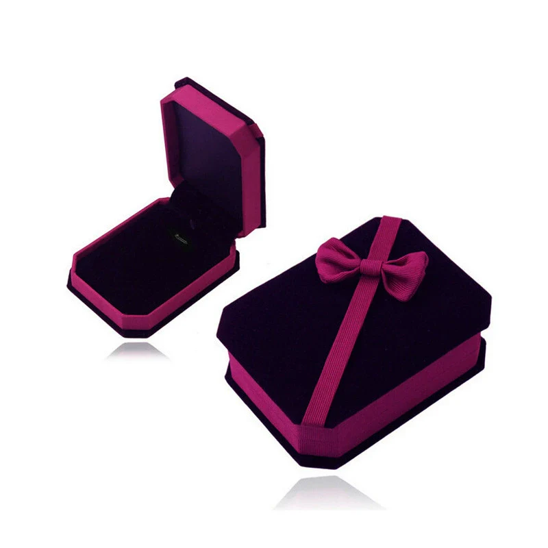 Wholesale Portable Flannel Bow Jewelry Box For Ring Necklace Earrings Storage - Image 3