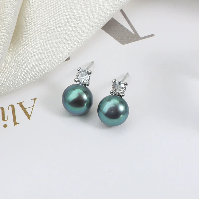 Wholesale Princess Freshwater Pearl Earrings 925 Silver Needle Copper Inlay Multicolor Natural Oblate Shape - Image 9