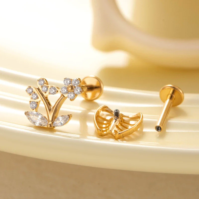 Wholesale Puncture Jewelry Titanium Alloy Heart Shape Electroplated For Women - Image 2