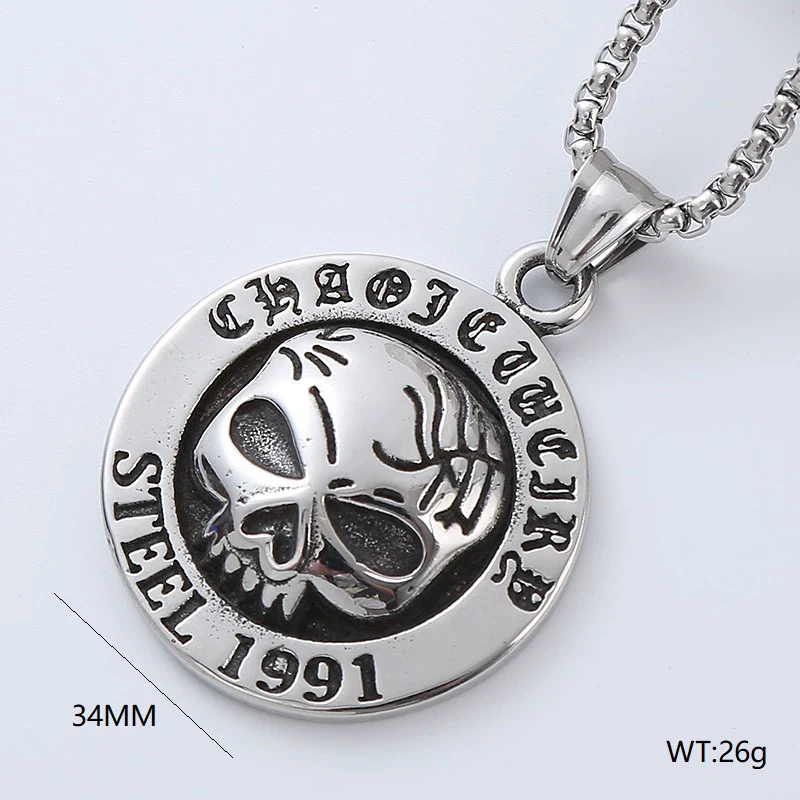 Wholesale Punk Jewelry Retro Round Stainless Steel Geometric Polished - Image 22