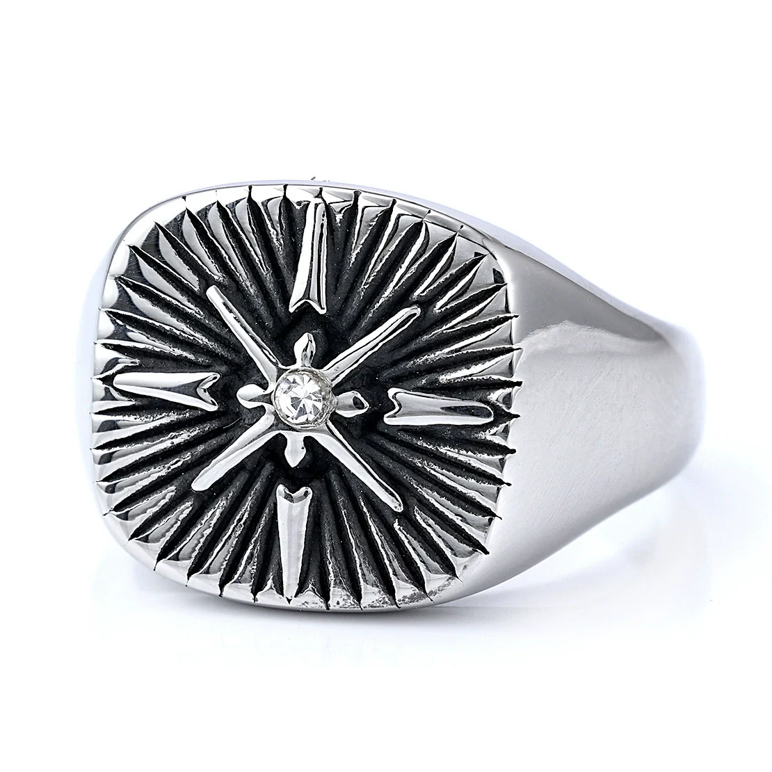 Wholesale Punk Ring Stainless Steel Simple Style Diamond Cross Unisex Polishing - Image 5