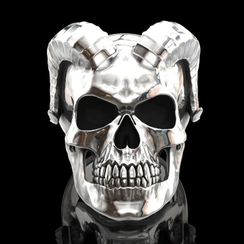 Wholesale Punk Style Alloy Gold Inlaid Geometric Skull Ghost Head Rings For Unisex - Image 10