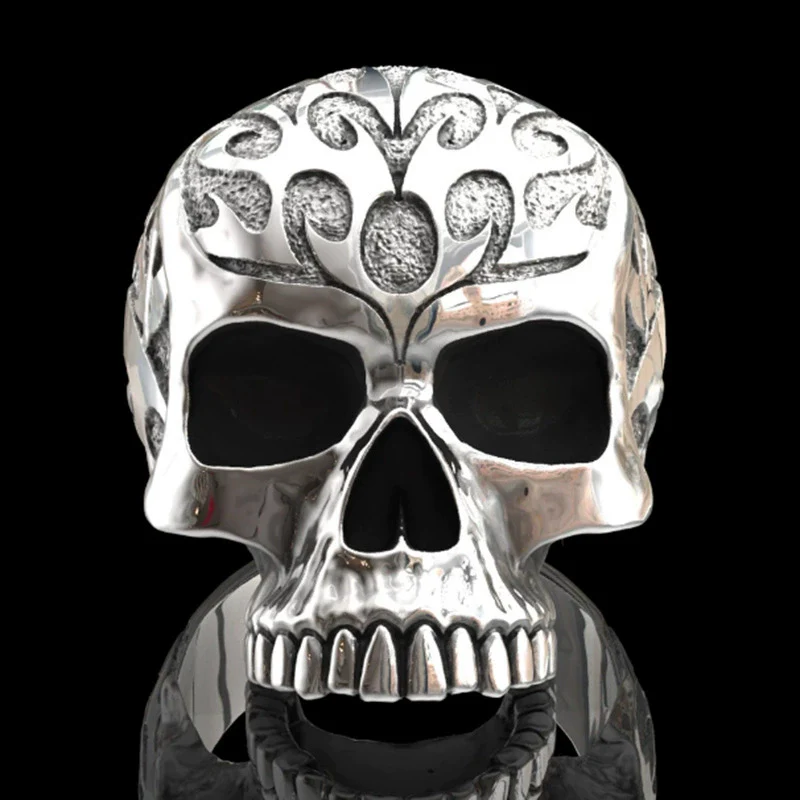 Wholesale Punk Style Alloy Gold Inlaid Geometric Skull Ghost Head Rings For Unisex - Image 11