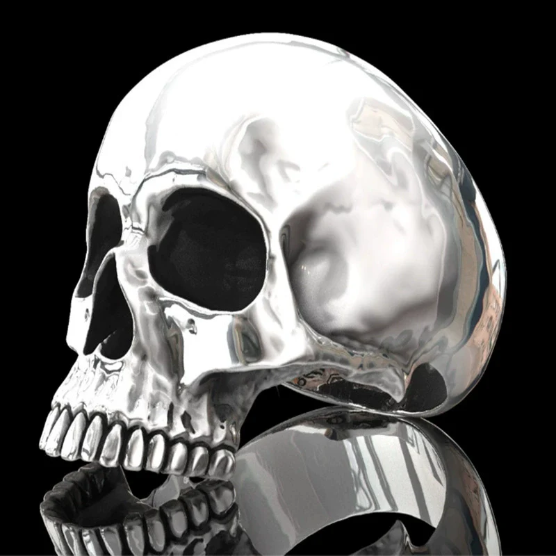 Wholesale Punk Style Alloy Gold Inlaid Geometric Skull Ghost Head Rings For Unisex - Image 4