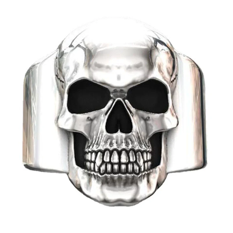 Wholesale Punk Style Alloy Gold Inlaid Geometric Skull Ghost Head Rings For Unisex - Image 5