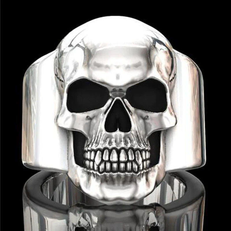 Wholesale Punk Style Alloy Gold Inlaid Geometric Skull Ghost Head Rings For Unisex - Image 6