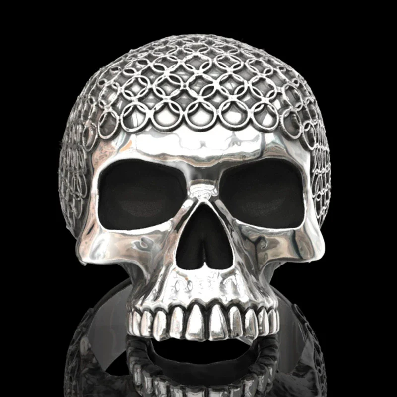 Wholesale Punk Style Alloy Gold Inlaid Geometric Skull Ghost Head Rings For Unisex - Image 7