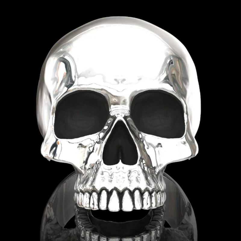 Wholesale Punk Style Alloy Gold Inlaid Geometric Skull Ghost Head Rings For Unisex - Image 8