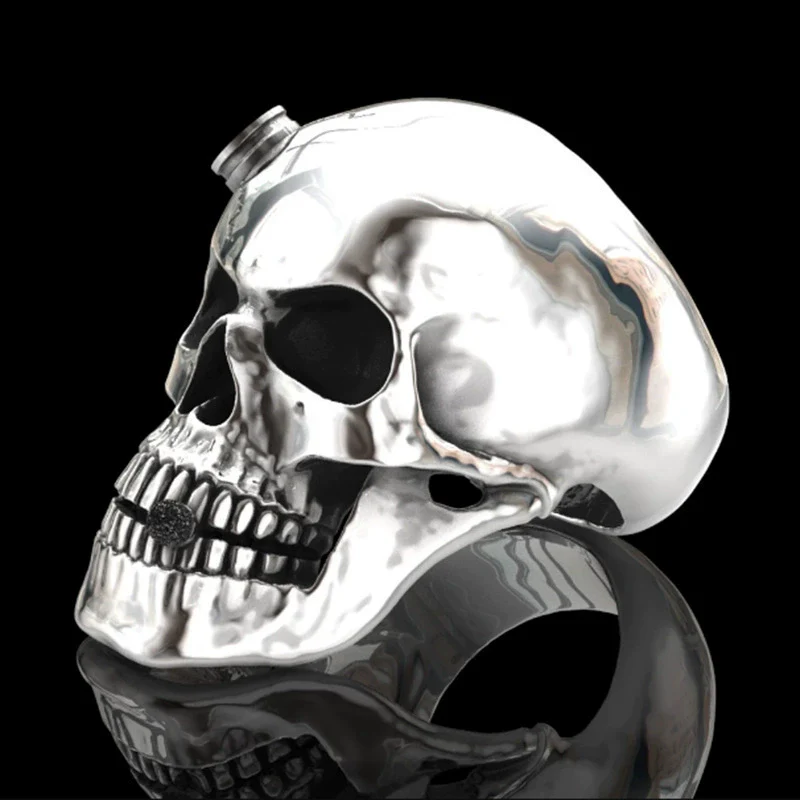 Wholesale Punk Style Alloy Gold Inlaid Geometric Skull Ghost Head Rings For Unisex - Image 9