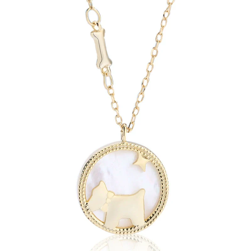 Wholesale Puppy Pendant Necklace S925 Sterling Silver Round Electroplated With Mother Shell For Women - Image 5