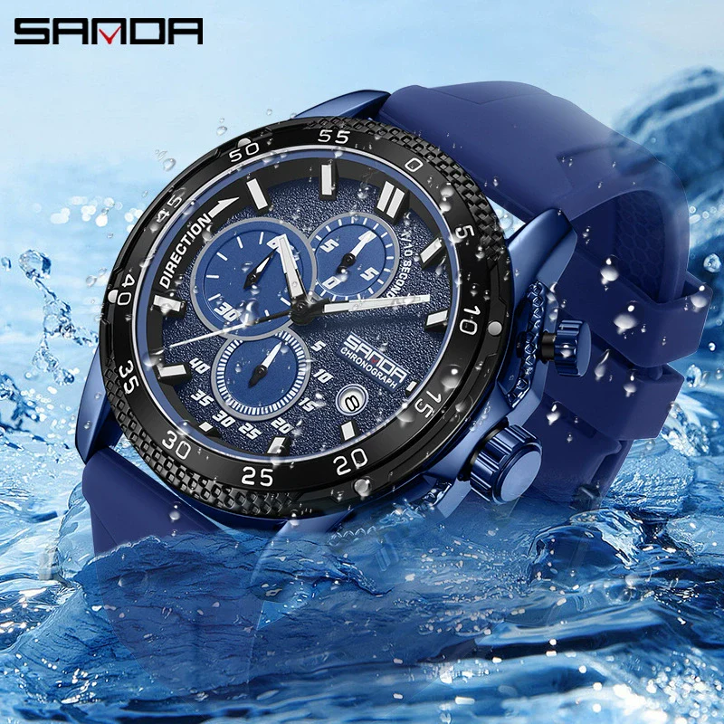 Wholesale Quartz Watch For Men Zinc Alloy Case Silicone Strap Round Dial Waterproof Fluorescent Business Style