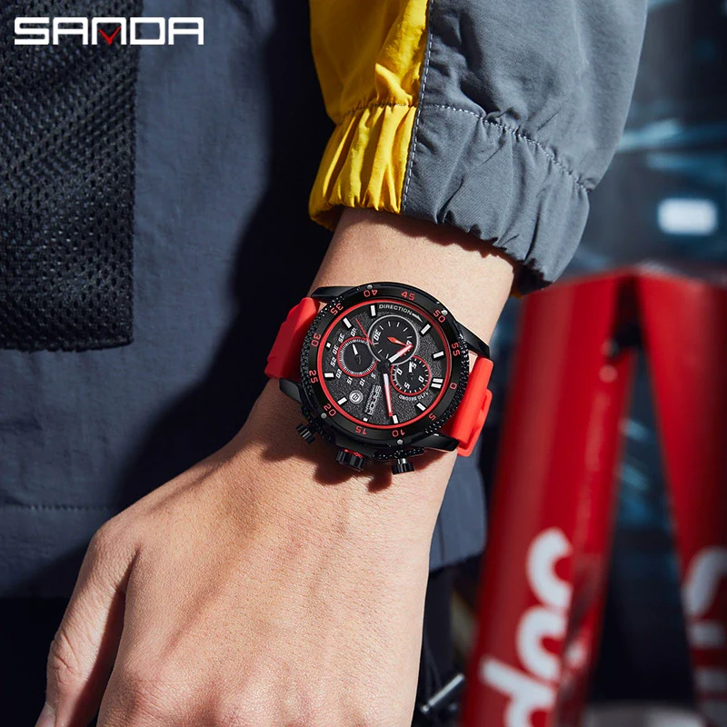 Wholesale Quartz Watch For Men Zinc Alloy Case Silicone Strap Round Dial Waterproof Fluorescent Business Style - Image 2