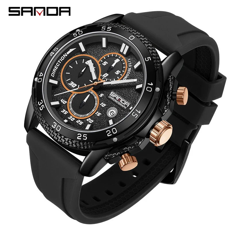 Wholesale Quartz Watch For Men Zinc Alloy Case Silicone Strap Round Dial Waterproof Fluorescent Business Style - Image 4