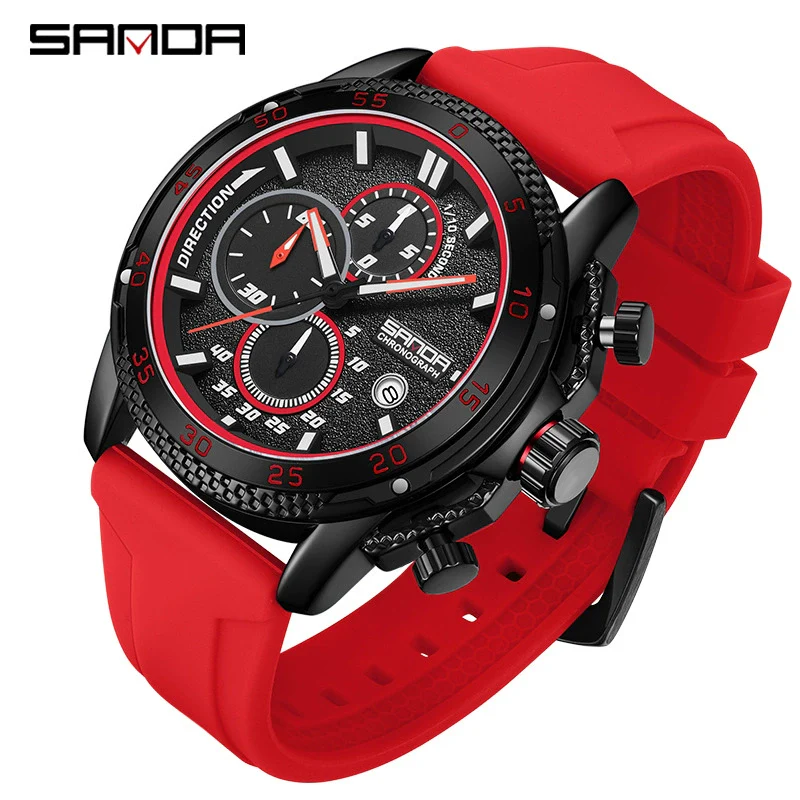 Wholesale Quartz Watch For Men Zinc Alloy Case Silicone Strap Round Dial Waterproof Fluorescent Business Style - Image 5