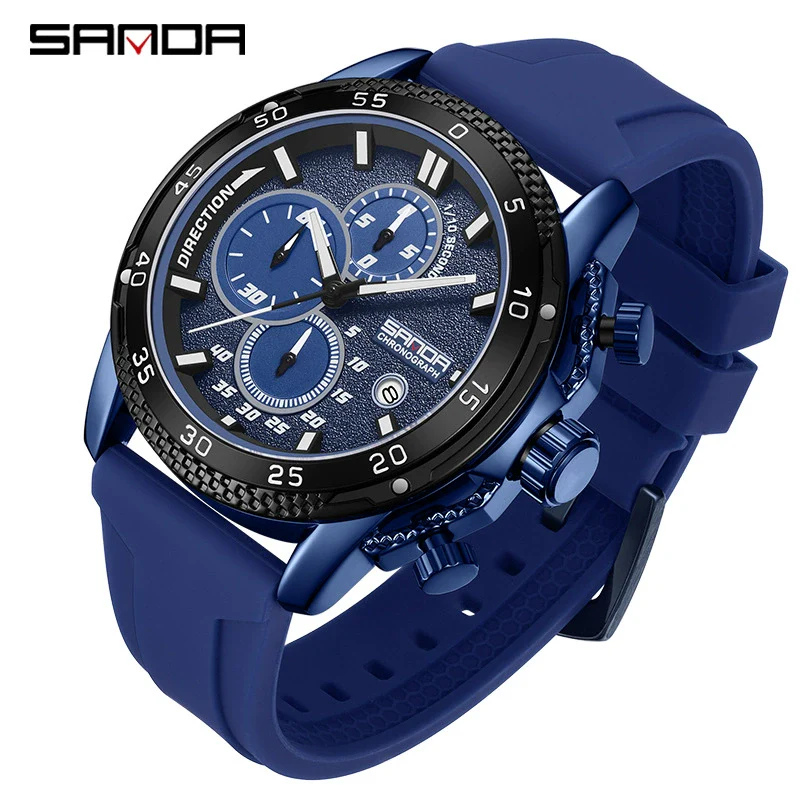 Wholesale Quartz Watch For Men Zinc Alloy Case Silicone Strap Round Dial Waterproof Fluorescent Business Style - Image 6
