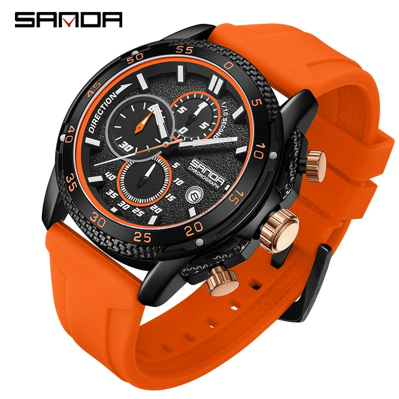 Wholesale Quartz Watch For Men Zinc Alloy Case Silicone Strap Round Dial Waterproof Fluorescent Business Style - Image 8