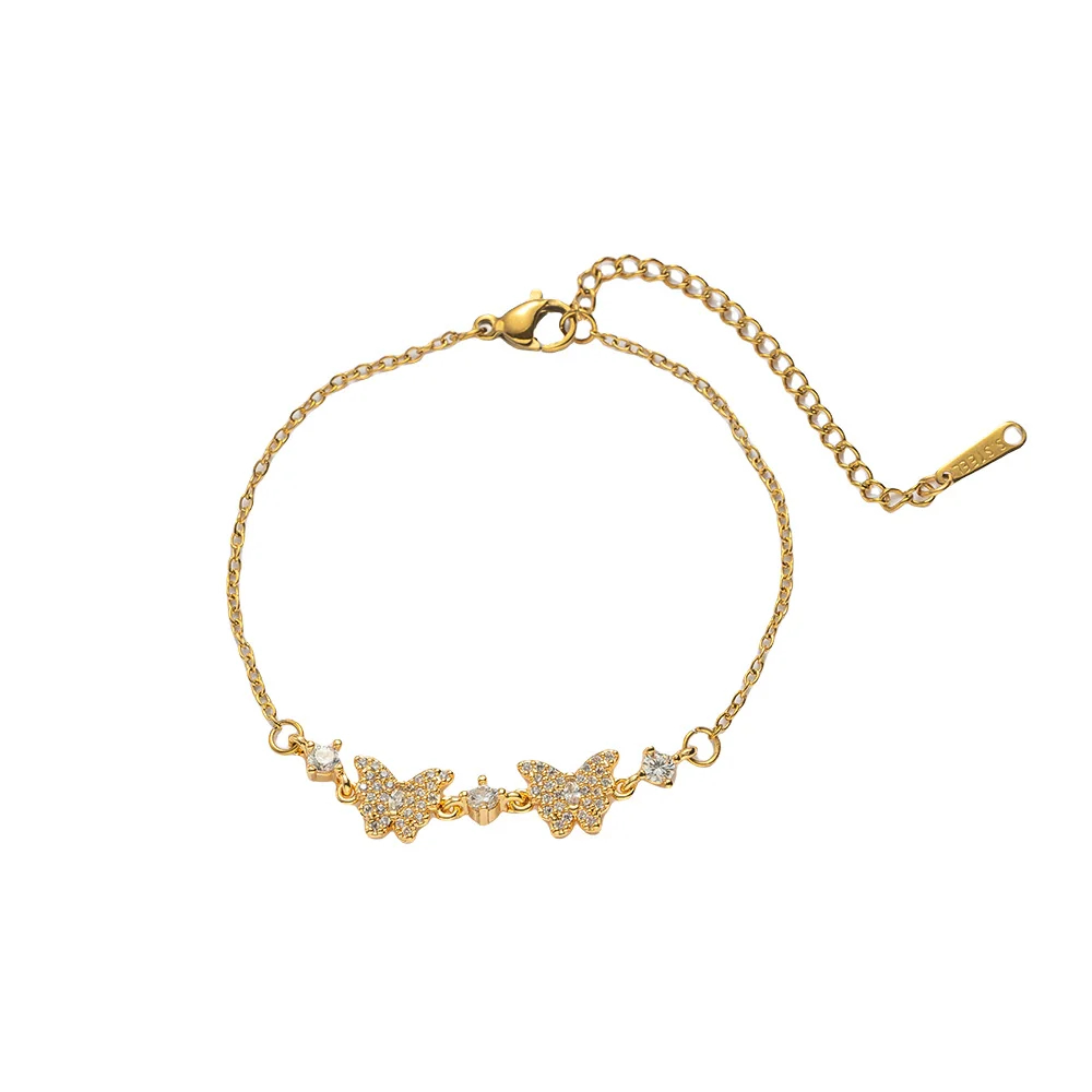 Wholesale Real Gold Electroplated Adjustable Bow Bracelet Inlaid With Zirconium For Women Light Luxury Style - Image 5