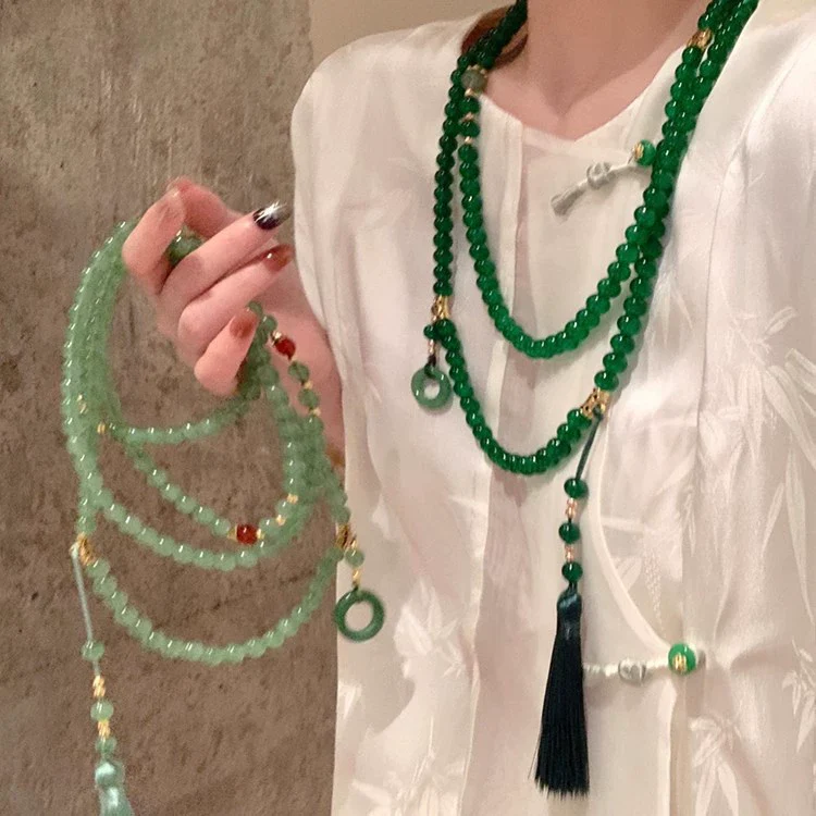 Wholesale Resin Geometric Beaded Necklace For Women Polish Processing Retro Elegant Multiwear Sweater Chain Accessories