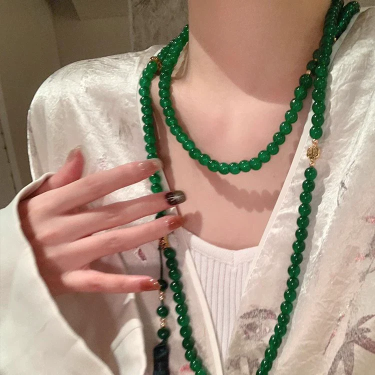 Wholesale Resin Geometric Beaded Necklace For Women Polish Processing Retro Elegant Multiwear Sweater Chain Accessories - Image 2
