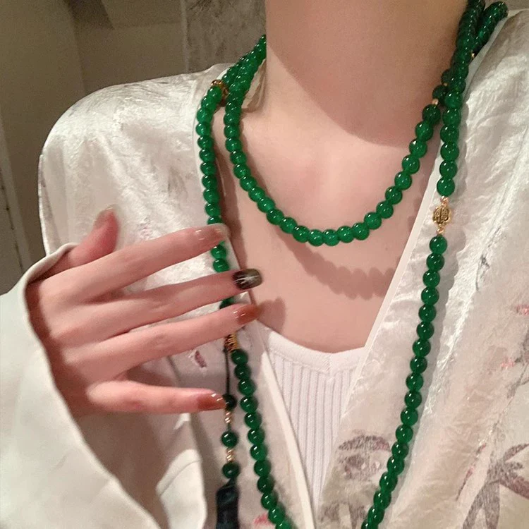 Wholesale Resin Geometric Beaded Necklace For Women Polish Processing Retro Elegant Multiwear Sweater Chain Accessories - Image 6