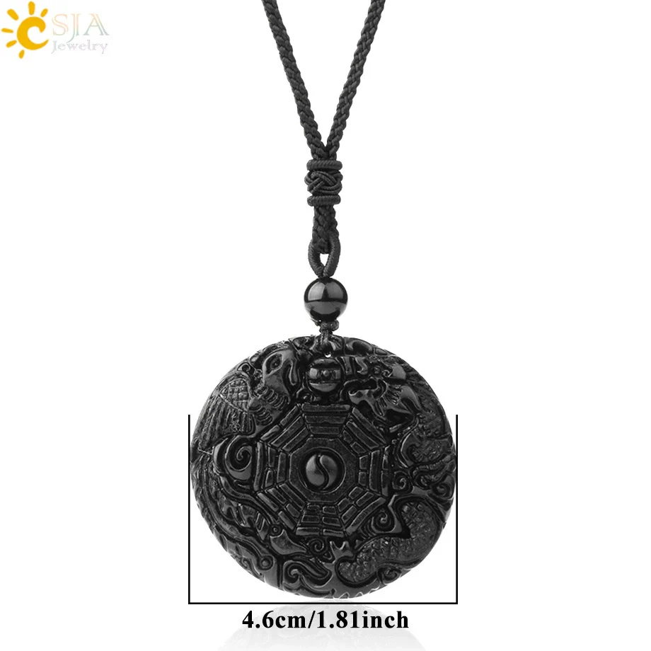 Wholesale Retro Animal Pendant Necklace With Obsidian And Braided Rope Polished - Image 11