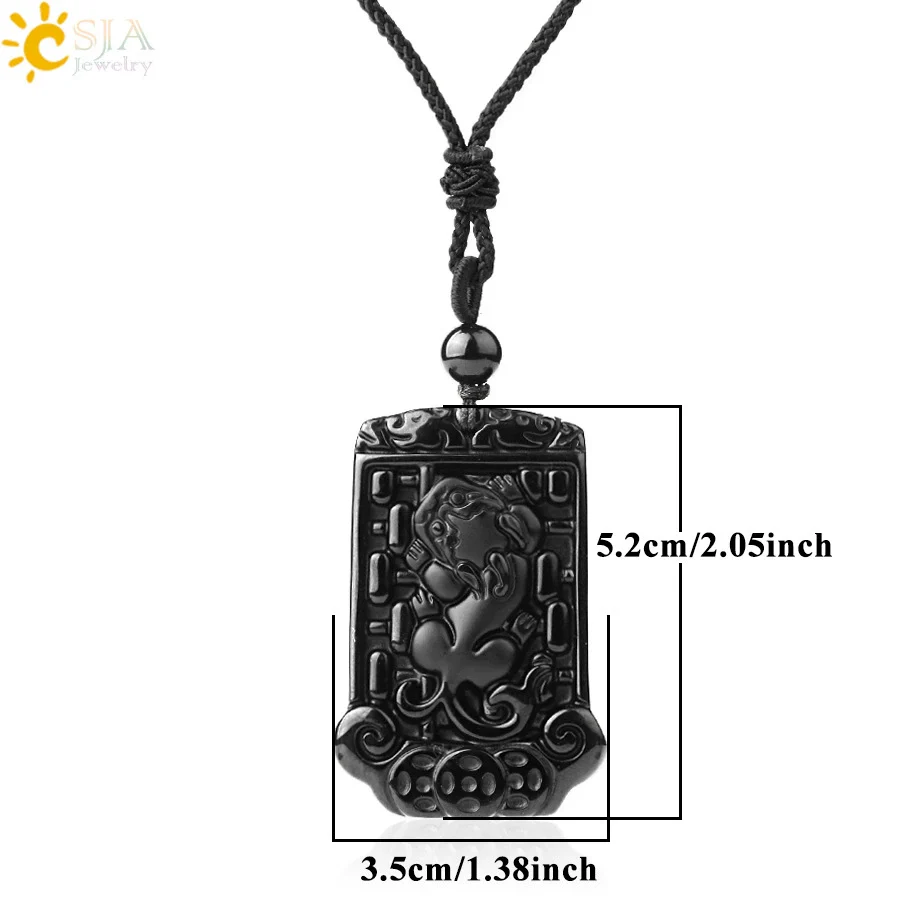Wholesale Retro Animal Pendant Necklace With Obsidian And Braided Rope Polished - Image 13