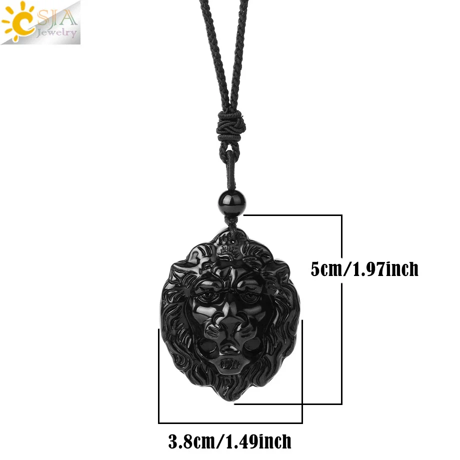 Wholesale Retro Animal Pendant Necklace With Obsidian And Braided Rope Polished - Image 14