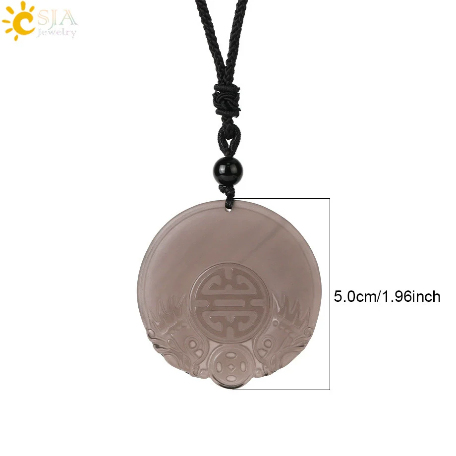 Wholesale Retro Animal Pendant Necklace With Obsidian And Braided Rope Polished - Image 18