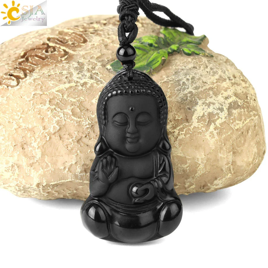 Wholesale Retro Animal Pendant Necklace With Obsidian And Braided Rope Polished - Image 3