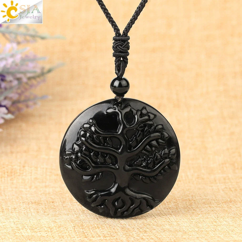 Wholesale Retro Animal Pendant Necklace With Obsidian And Braided Rope Polished - Image 4