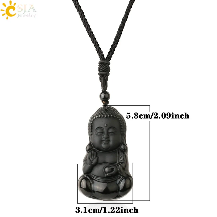 Wholesale Retro Animal Pendant Necklace With Obsidian And Braided Rope Polished - Image 9