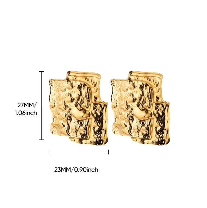 Wholesale Retro Asymmetrical Geometric Stainless Steel 18K Goldplated Unisex Earrings - Image 6