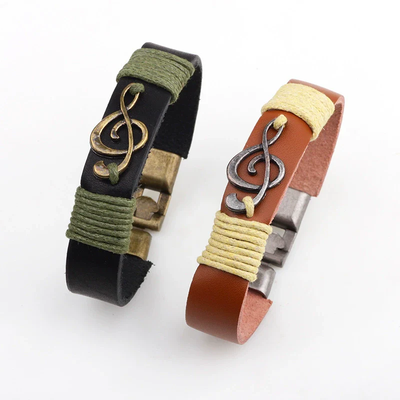 Wholesale Retro Braided Bracelet Alloy Real Cowhide Drop Shape Electroplating - Image 4