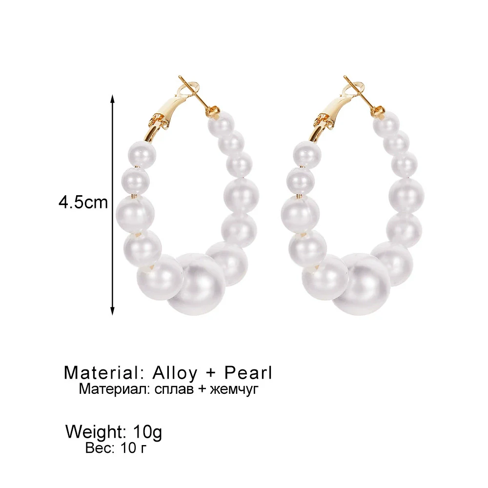 Wholesale Retro C Shaped Geometric Pearl And Alloy Earrings - Image 2