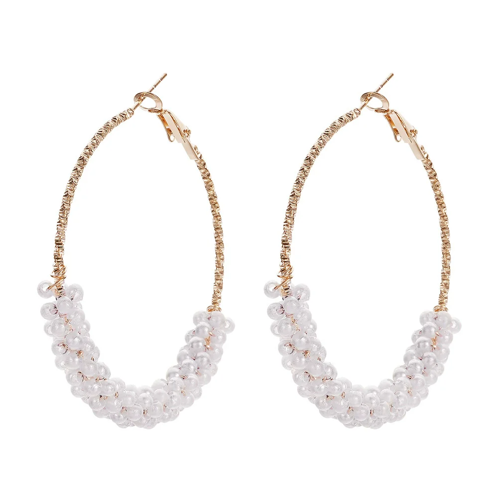 Wholesale Retro C Shaped Geometric Pearl And Alloy Earrings - Image 3