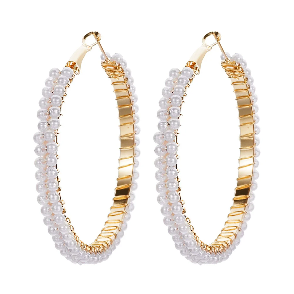 Wholesale Retro C Shaped Geometric Pearl And Alloy Earrings - Image 5