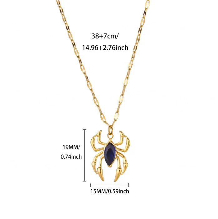 Wholesale Retro Dark Gothic Style Spider Stainless Steel Electroplated Pendant Necklace Unisex - Image 11