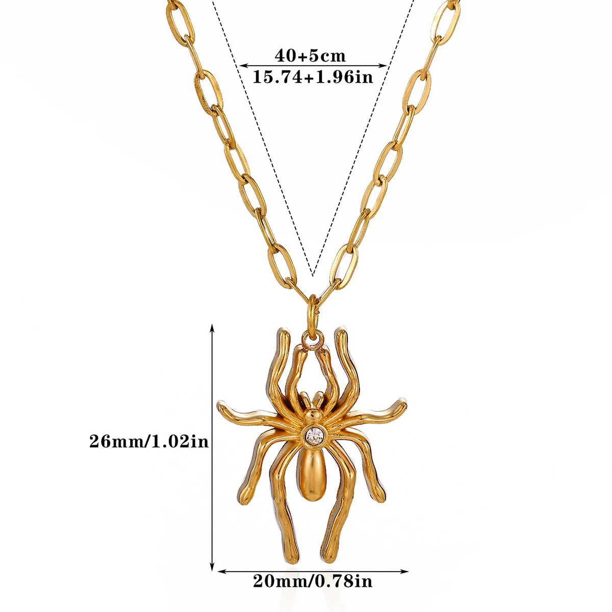 Wholesale Retro Dark Gothic Style Spider Stainless Steel Electroplated Pendant Necklace Unisex - Image 12