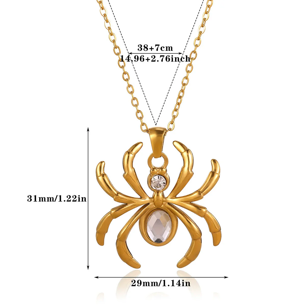 Wholesale Retro Dark Gothic Style Spider Stainless Steel Electroplated Pendant Necklace Unisex - Image 8
