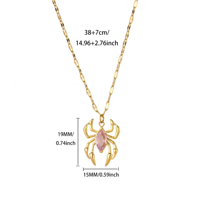 Wholesale Retro Dark Gothic Style Spider Stainless Steel Electroplated Pendant Necklace Unisex - Image 9